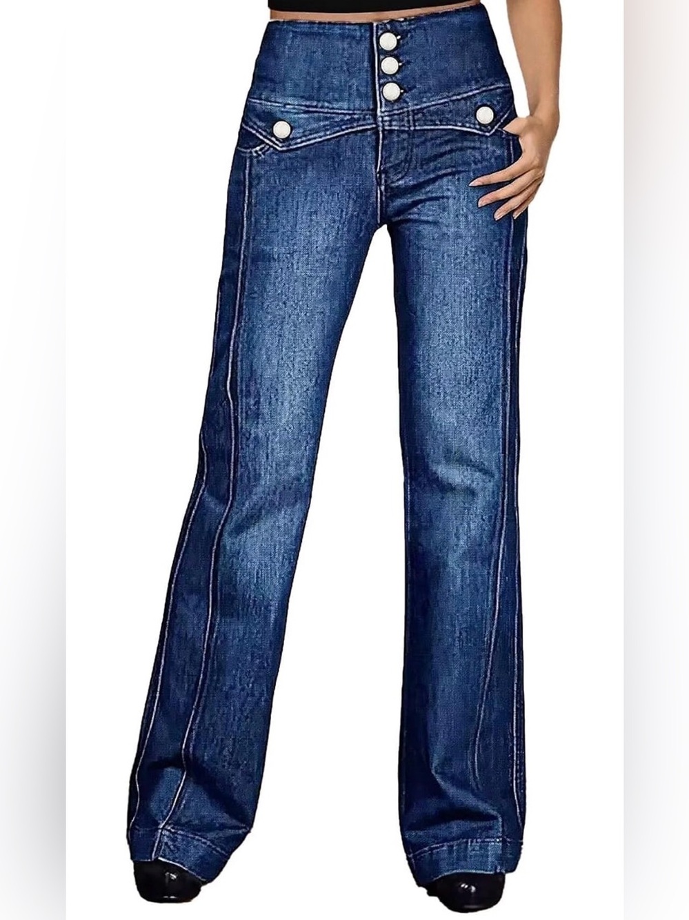 Flamingals Straight Leg High Waist Button Fly Butt Lifting Jeans XS PS12-37